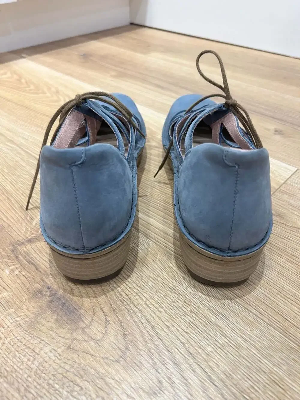 Naot Calathea Ghillie Blue Nubuck Lace Up Leather Covered Toe Shoes Size 37